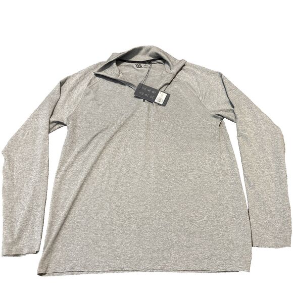 VRST Sweater Men's M Relaxed Fit Cozy  Gray Stripe Knit Nylon Poly $78 NWT - Picture 1 of 10